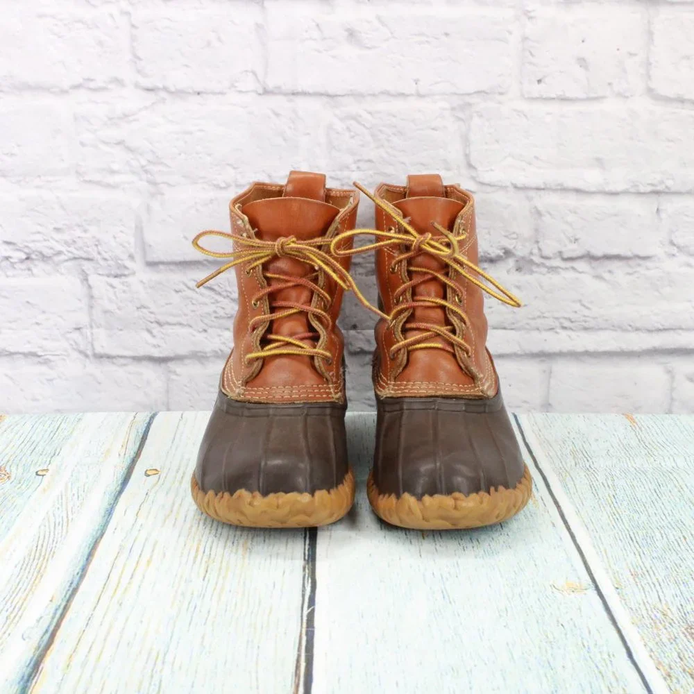 Vintage LL Bean 8" Brown Leather Unlined Duck Boots Size 9 M - Picture 4 of 9